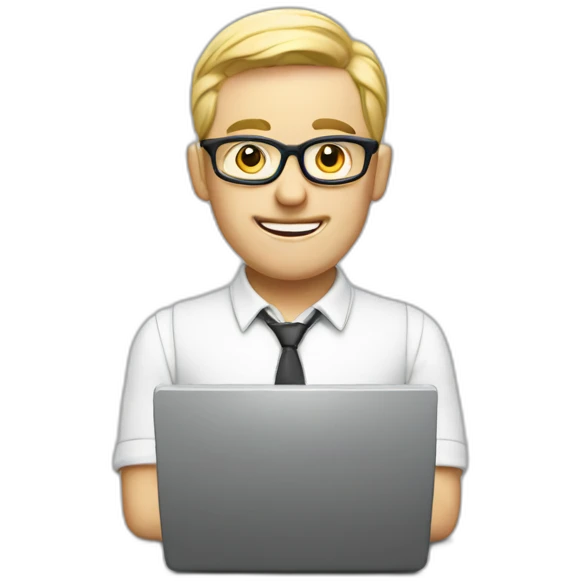white nerd with computer emoji