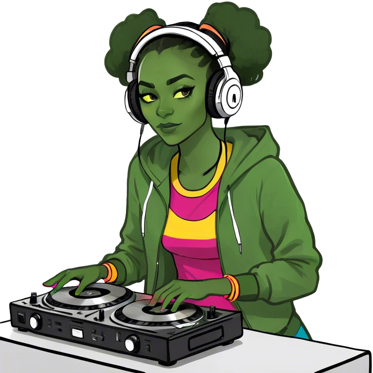 A black girl dj with turntables emoji