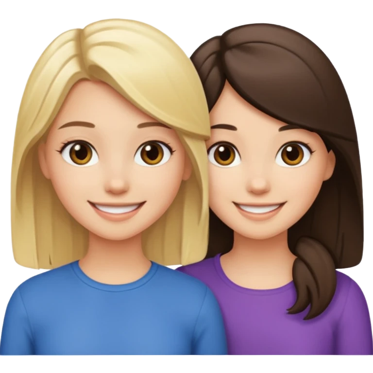 Blonde girl and brunette girl best friends emoji