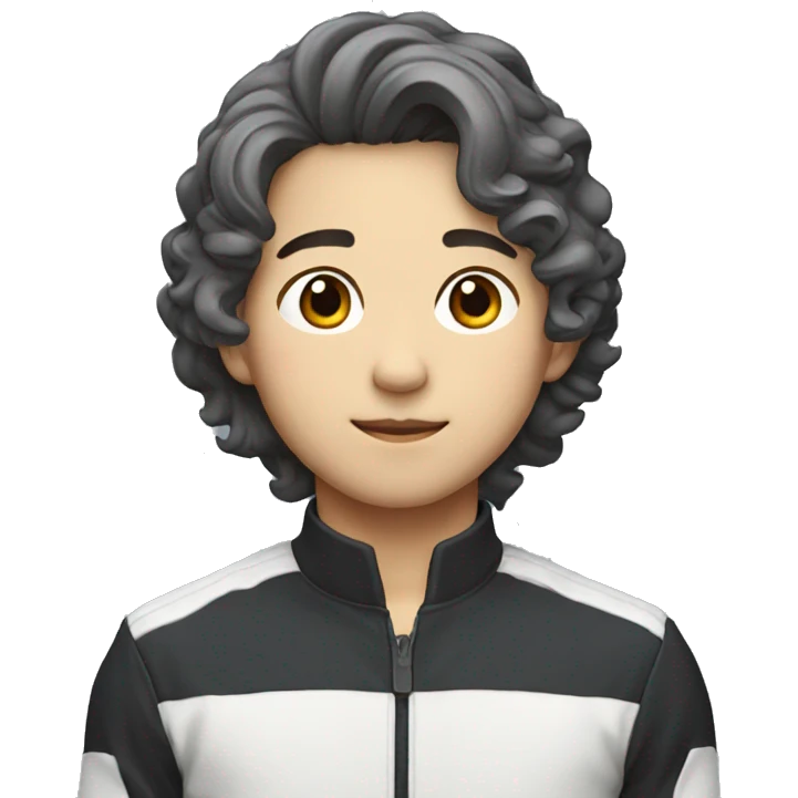 young guy with small wavy hair korean race suit with side profile emoji