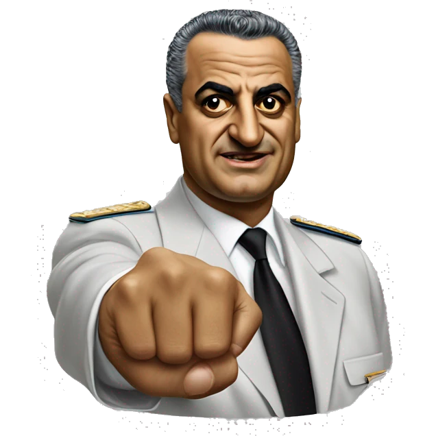 Gamal Abdel Nasser photorealistic points a finger emoji