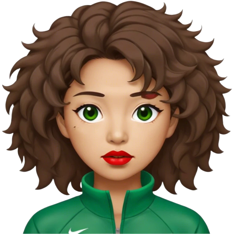 Han Mi-nyeo : Age: Late 60s
Appearance: A middle-aged woman with wrinkles, frizzy, messy brown hair and dramatic red lipstick.
Outfit: Green player tracksuit emoji