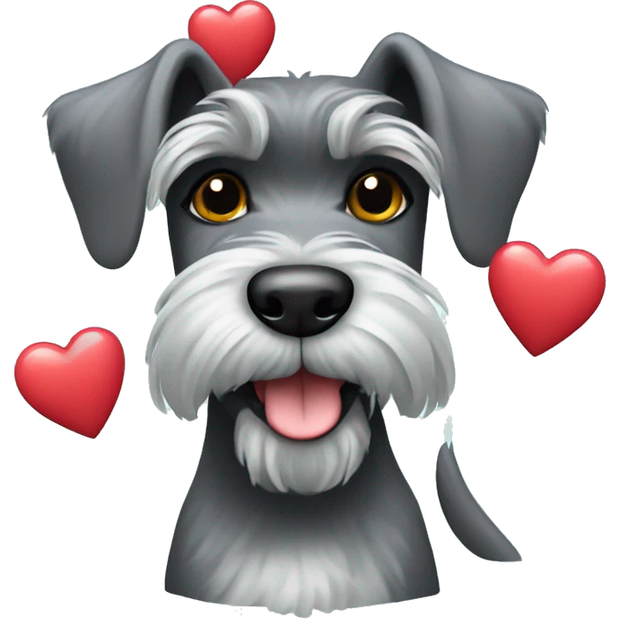 Schnauzer with hearts emoji