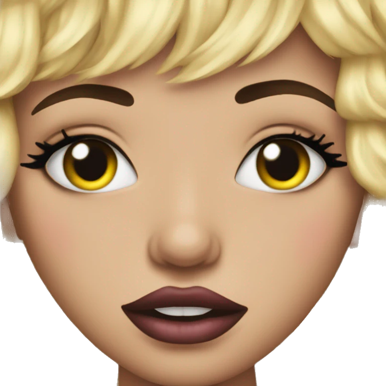 Sassy nail emoji with big lash and plump lips emoji