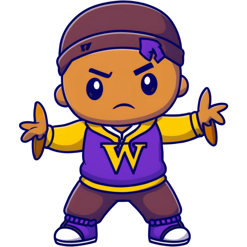 voodoo doll wearing wu-tang clan yellow and black outfit with W logo emoji