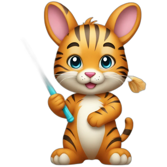 cute tiger bunny bear holding a wand emoji