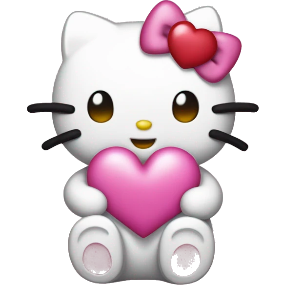 hello kitty  no mouth holding a pink heart emoji