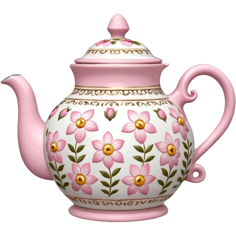 A pink and white flowery TeaPot emoji