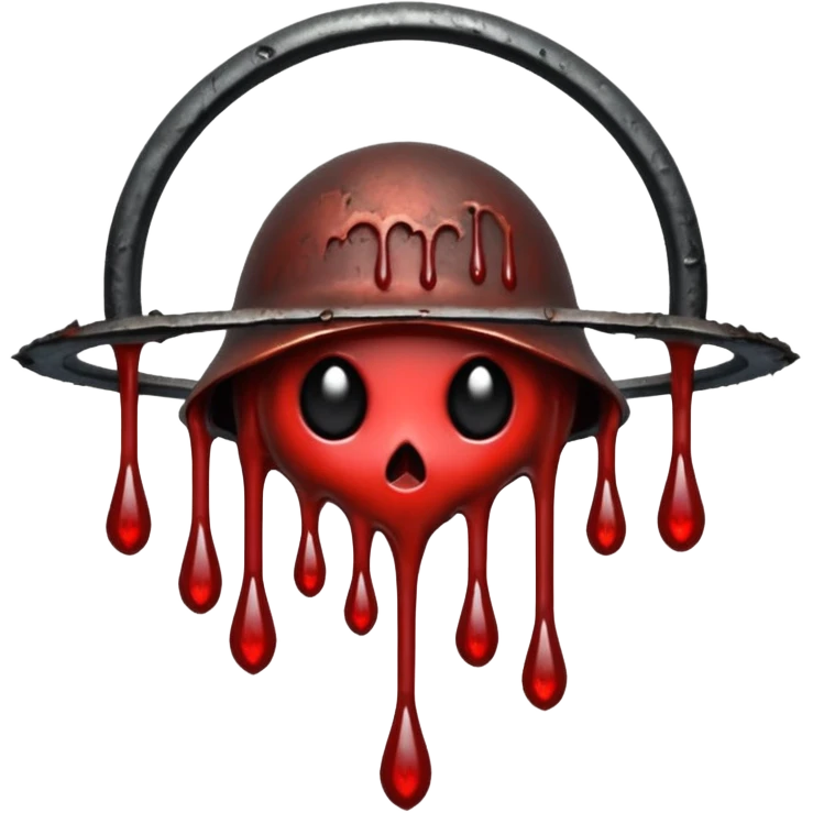 Upside-down halo dripping blood, black metal aesthetic, occult symbol emoji