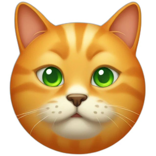 orange fat cat with green eyes and a little boogers emoji