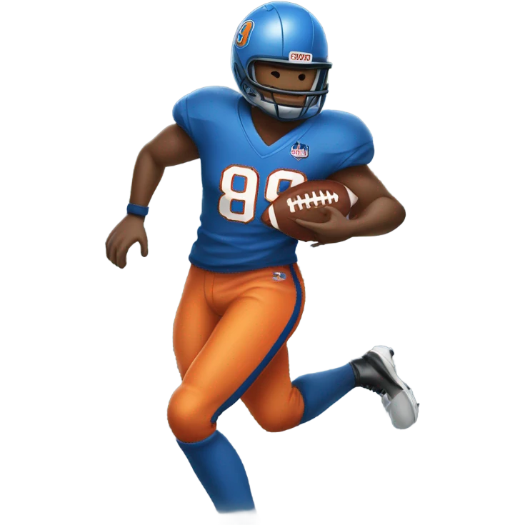 #89 catching a football wearing blue and orange emoji