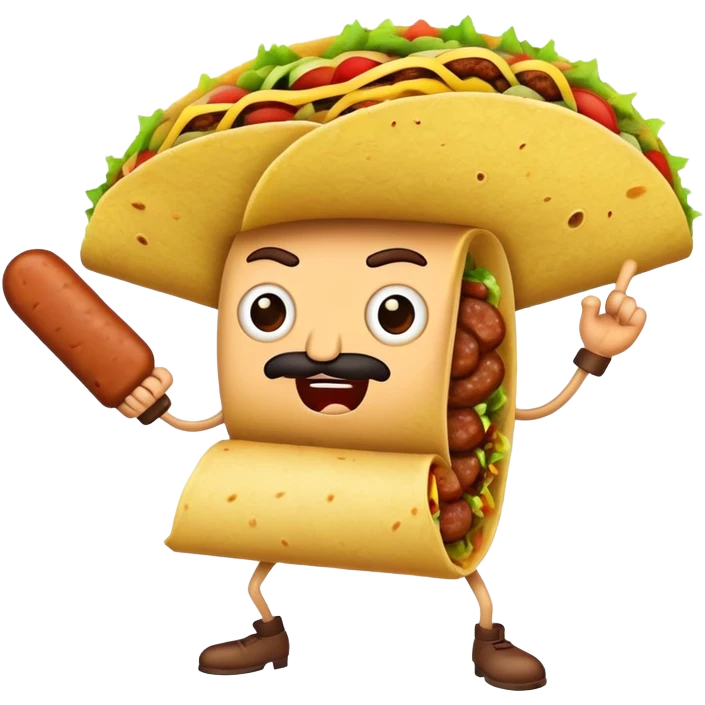 taco with sausage fighting bad guys emoji