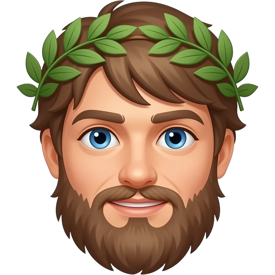 Modifica questa immagine con occhi azzurri e corona alloro sulla testa emoji