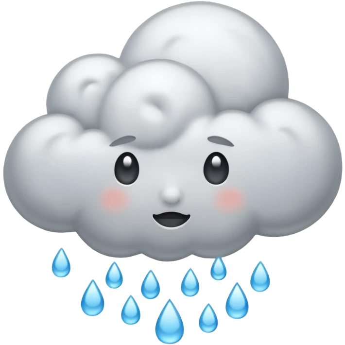 A sad cloud emoji raining emoji