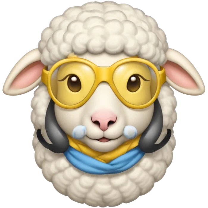 a sheep with yellow sleep mask and wearing shirt emoji