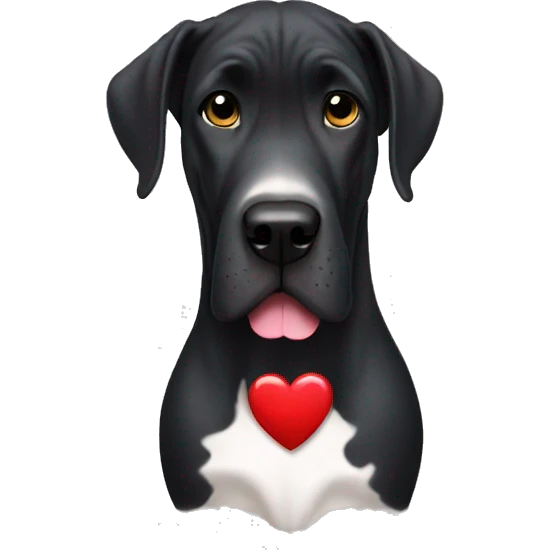 Black Great Dane with a heart emoji
