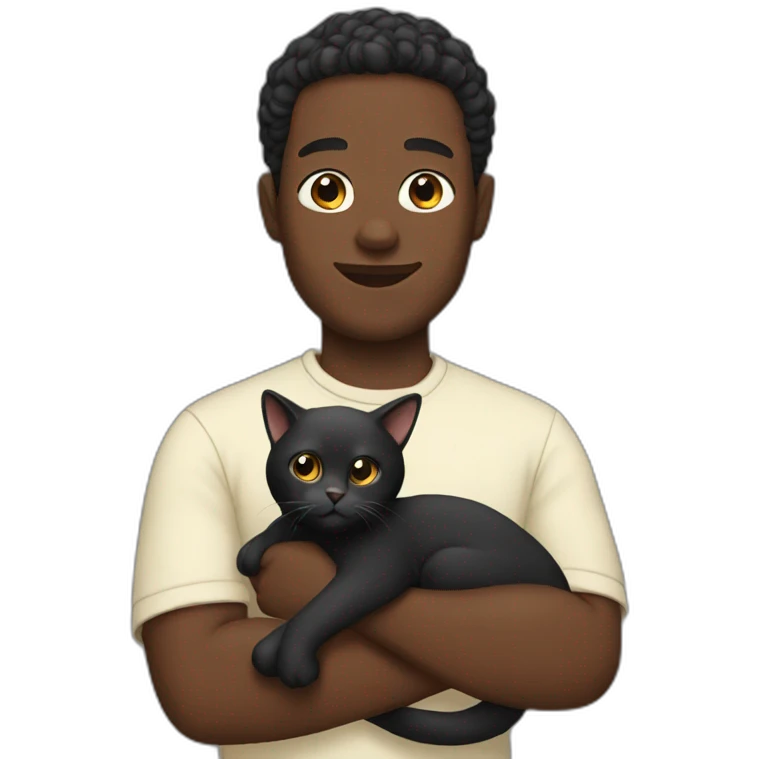 black man holding cat emoji