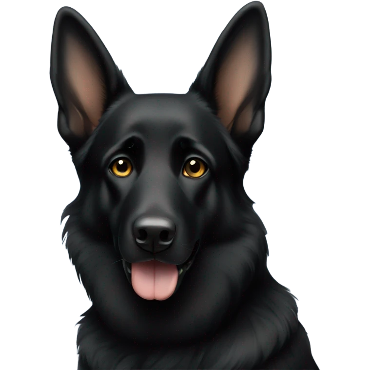 Black German shepherd with floppy ears emoji