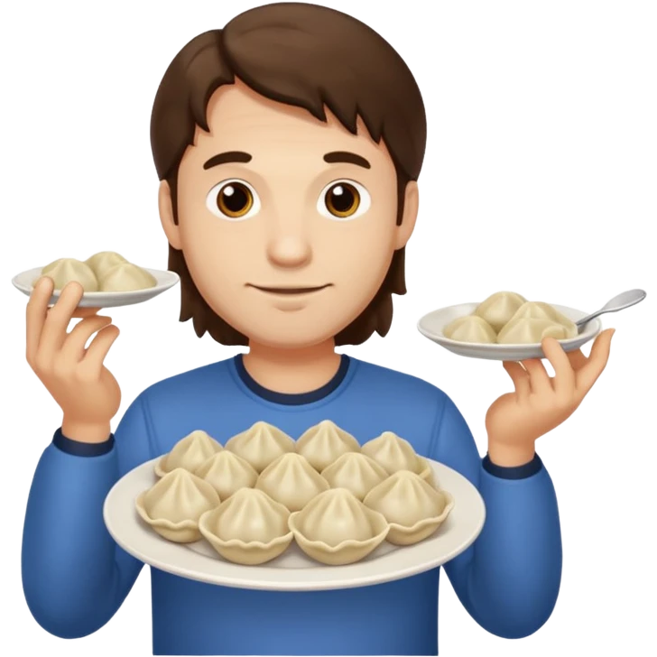 holding dumpling plate man long hair emoji