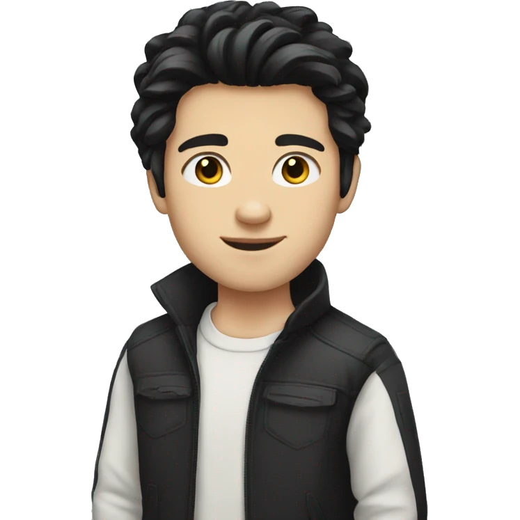 young white guy with tall black hair emoji