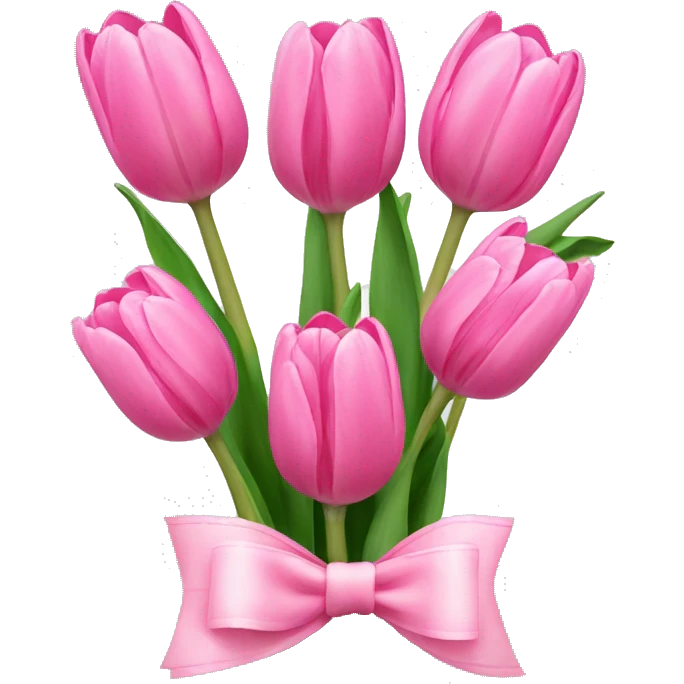Pink tulips with a bow emoji