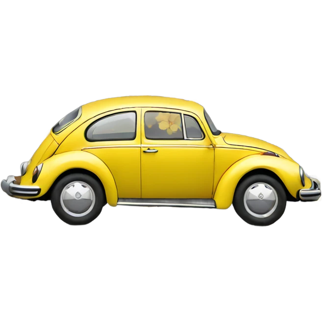  yellow Volkswagen Beetle with flower decals emoji