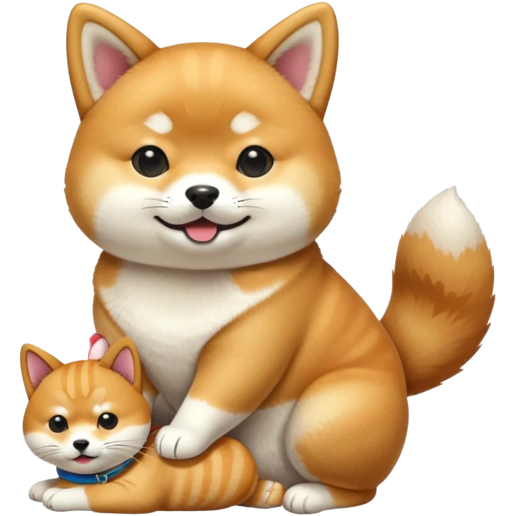 shiba inu riding a cat emoji
