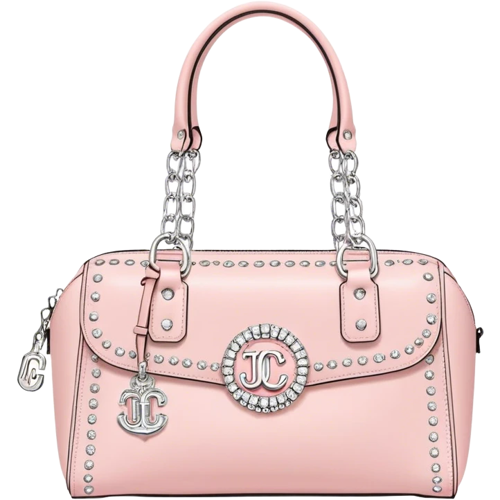 pale pink juicy couture purse with big JC on the front bling bling emoji