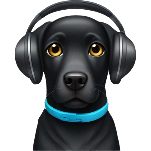 black labrador with headphones emoji