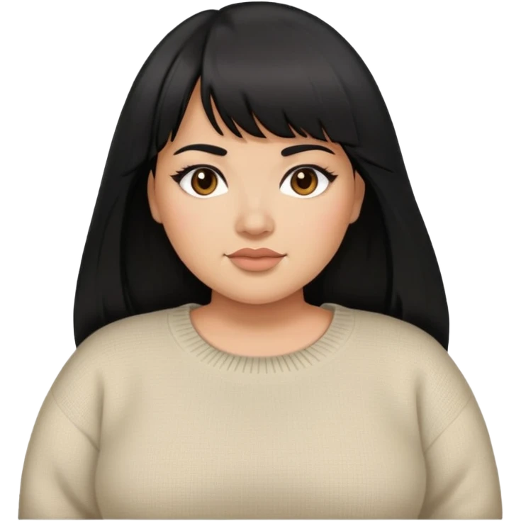 Latina female with bangs black long hair plus size with sweater emoji