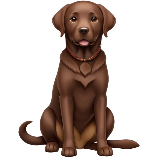 cinematic-[Labrador retriever]-realistic-full-body-sitting-emoji,-tail-resting-loosely-beside-its-paws,-head-tilted-dramatically, -sleek-[chocolate]-fur,-simplified-yet-realistic-focused-features,-highly-detailed,-glowing-with-an-almost-sarcastic-glow emoji