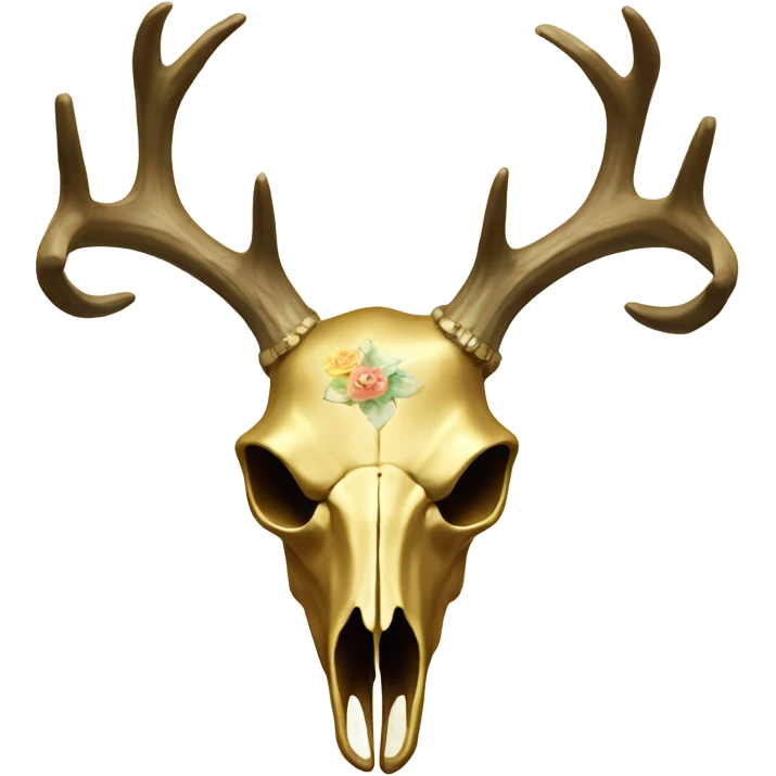 Gold deer skull with floral pattern  emoji