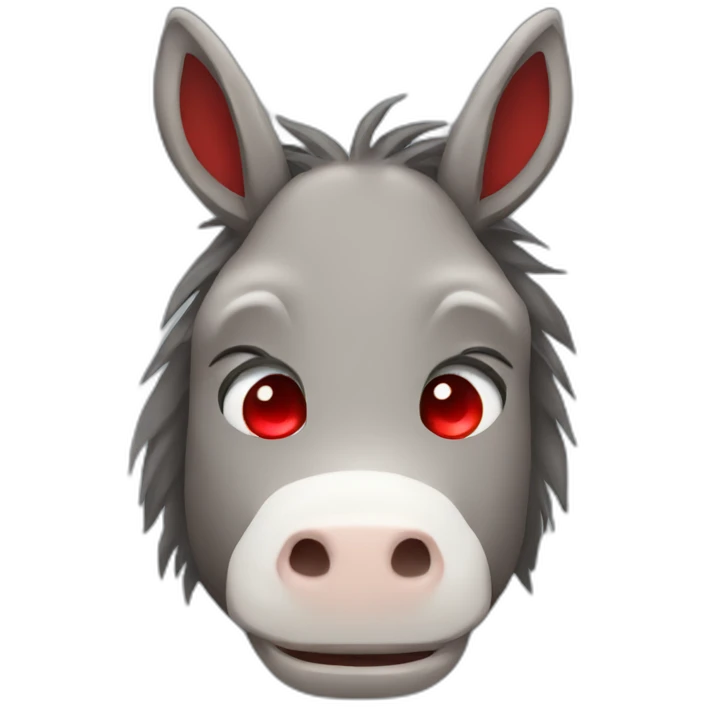 Sleepy donkey face with red eyes emoji
