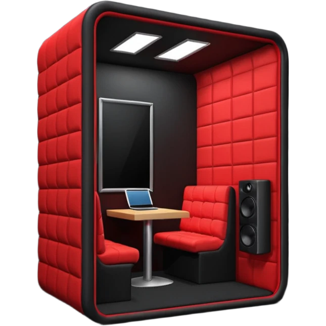 Red and black soundproof recording studio booth room emoji