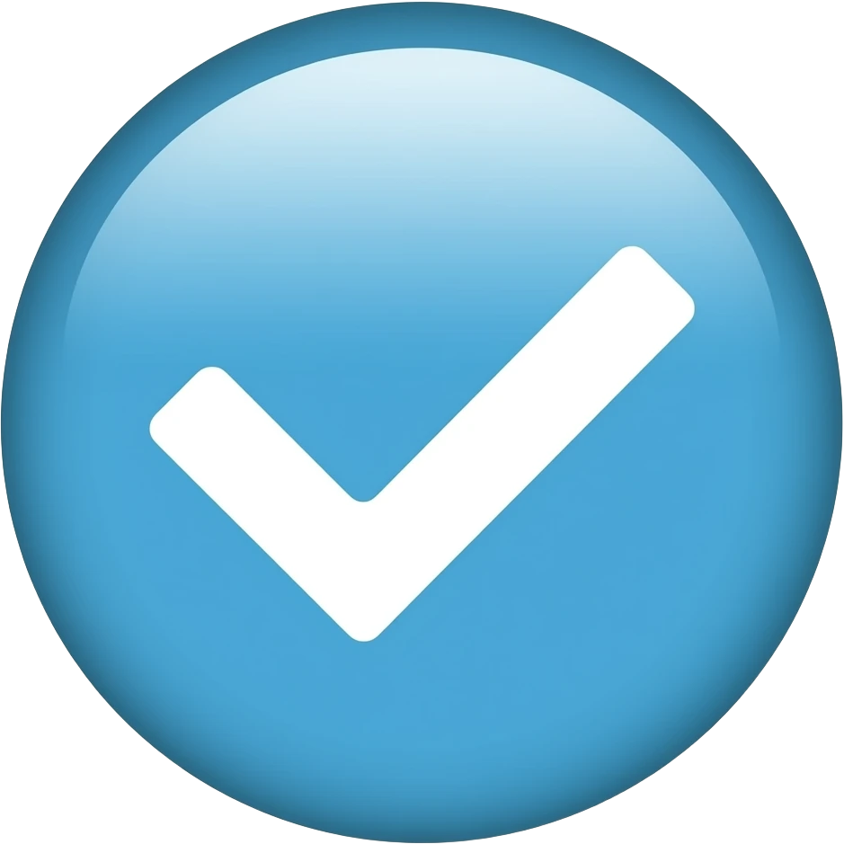Light Blue circle with a white verification transparent background emoji