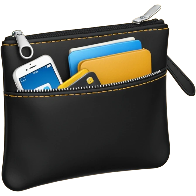 small zipper pouch with essentials, emoji