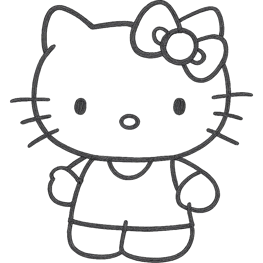 Hello Kitty hand-drawn outlined icon, sketchy lines, no fill emoji