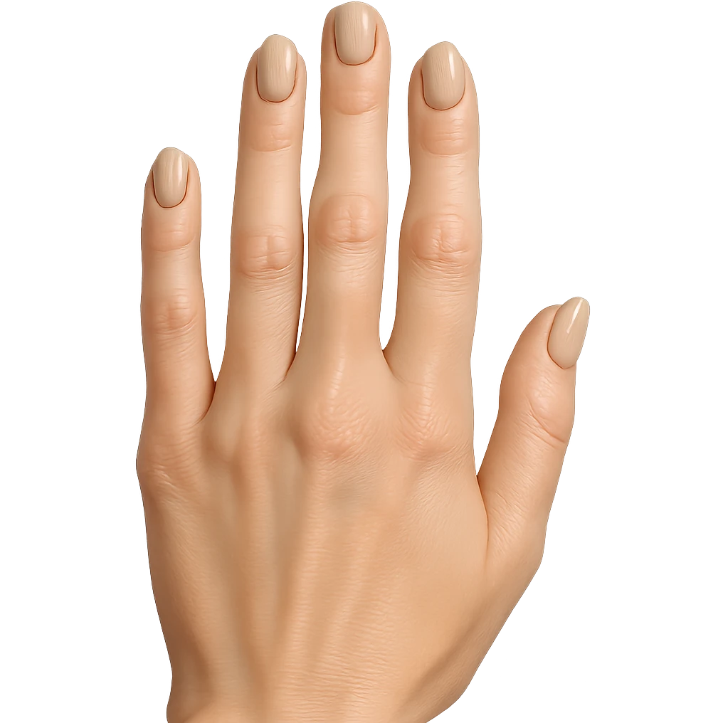 beautiful realistic female hand with five fingers and beige manicure, general style emoji