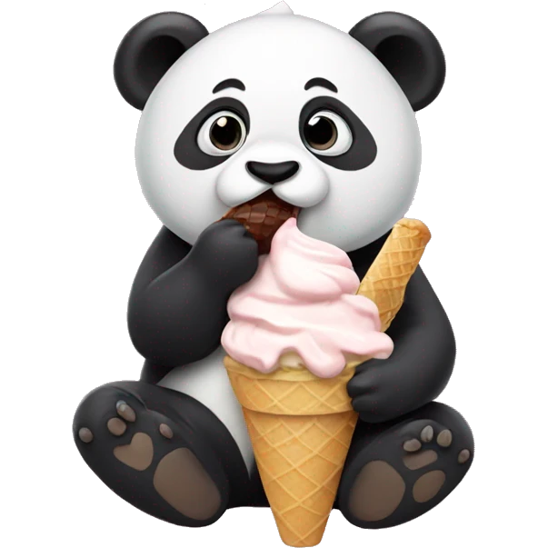Panda eating ice cream emoji