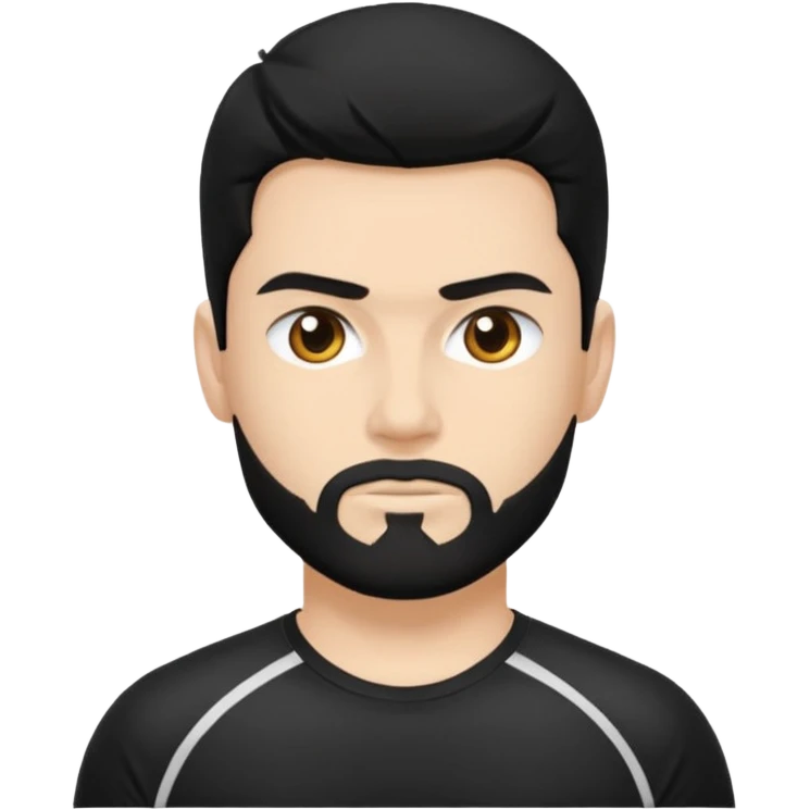 mach mir einen aus dem gym mit schwarzen haaren und sport tshirt. Einen durch trainerten mit kurzen schwarzen haaren und einem lächln emoji