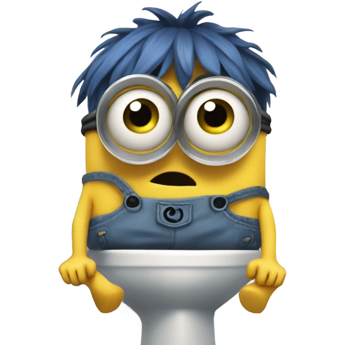 Scared minion on toilet emoji