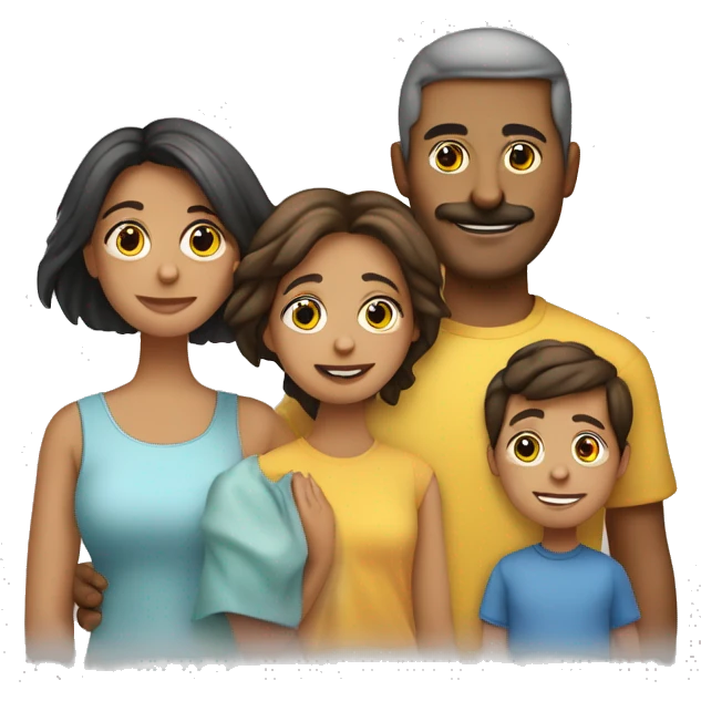 Familia de 5 personas 2 chicos 1 chica un padre y una madre emoji