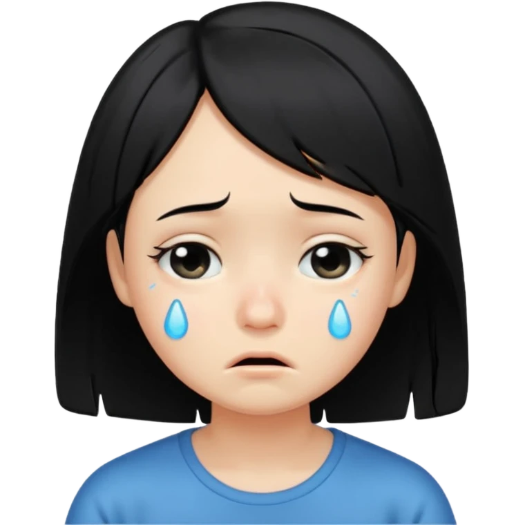 Girl with black hair and short hair  like boy hair who cry and very cute  emoji