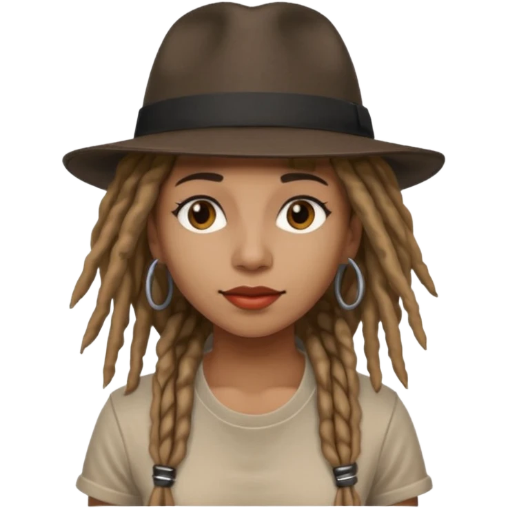 female Musician with dreadlocks and fedora emoji