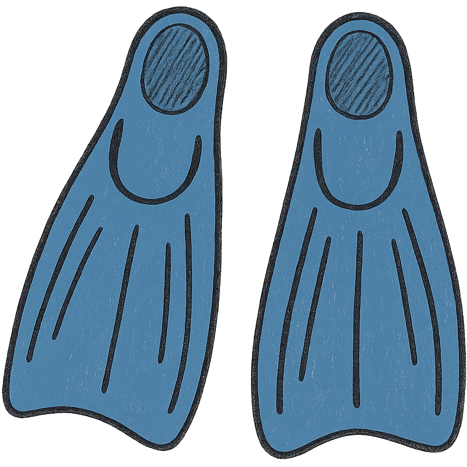 Make the diving flippers blue, keep the original style, no background. emoji