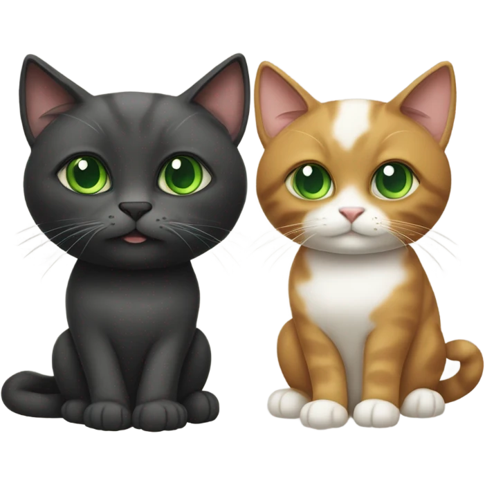 a purebred cat with big ears and green eyes, next to him I am a brunette emoji