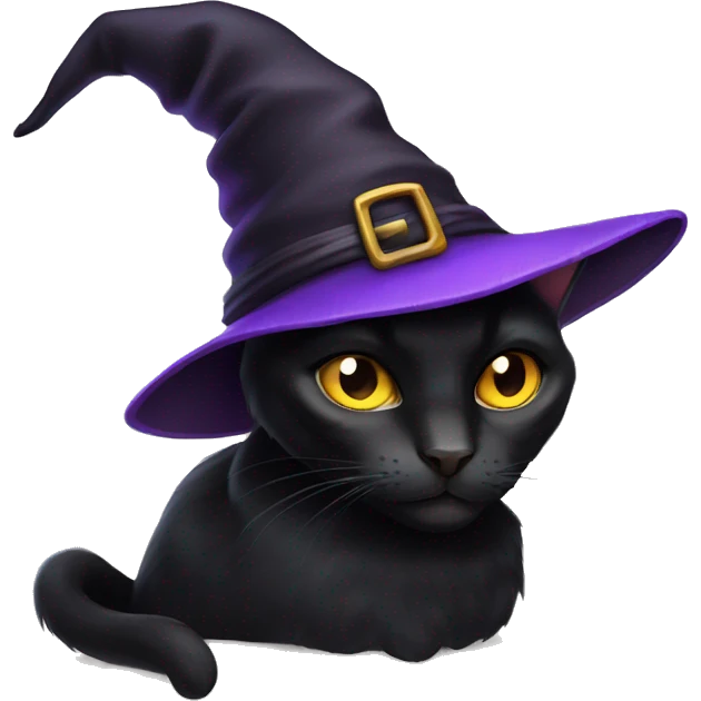 Black cat with a witch hat emoji