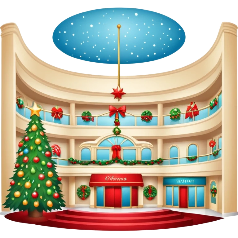 Christmas department store with holiday decorations emoji