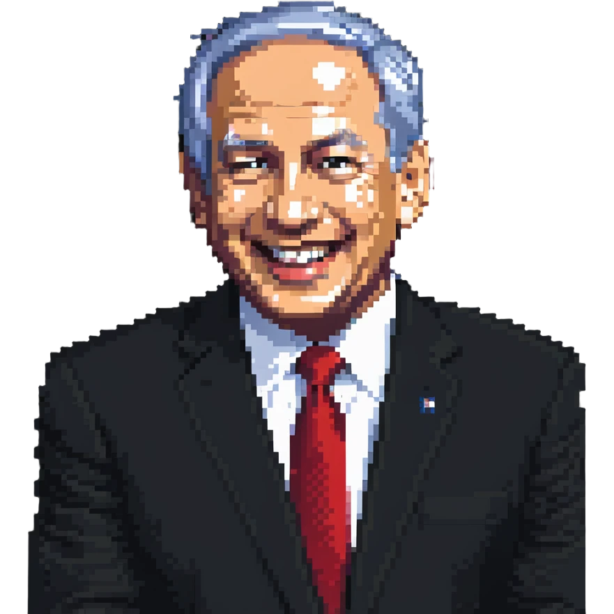 Benjamin Netanyahu shaking his head and laughing emoji