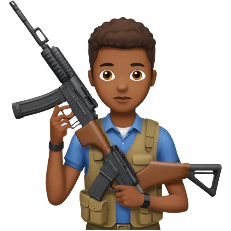 Fais moi un jeune afro américain qui tient une AR15 emoji